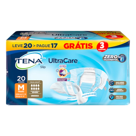 Fralda Geriátrica Tena Slip Ultra Unissex Tamanho M 20 Und