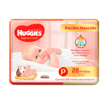 Fralda Huggies Turma Da Mônica Supreme Care Tamanho P 28 Und