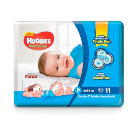 Fralda Huggies Turma Da Mônica Tripla Proteção P 11 Und