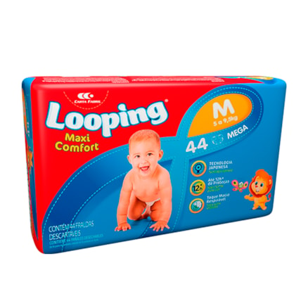 Fralda Looping Maxi Comfort Mega Tamanho M 44 Und