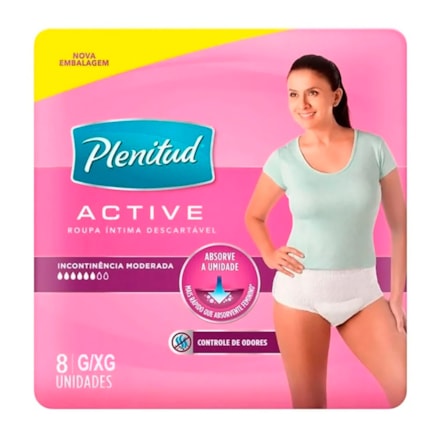 Fralda Plenitud Active Feminino Tamanho G/xg 8 Und