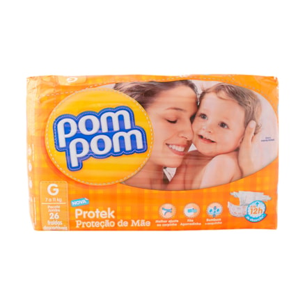 Fralda Pompom Protek Jumbo Tamanho G 26 Und