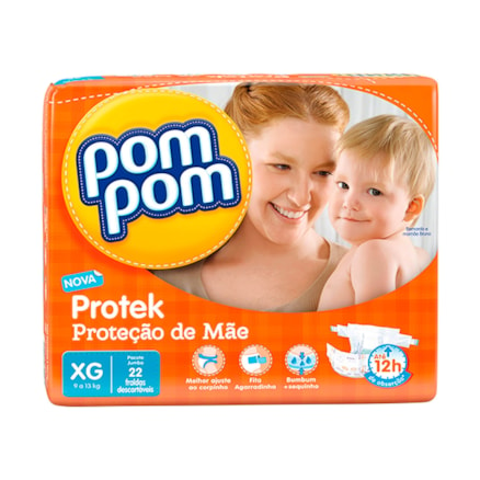 Fralda Pompom Protek Jumbo Tamanho Xg 22 Und