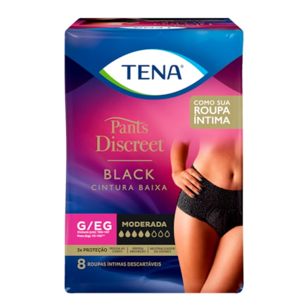 Fralda Tena Pants Discreet Black Tamanho G/eg 8 Und