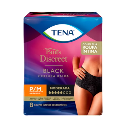 Fralda Tena Pants Discreet Black Tamanho P/m 8 Und