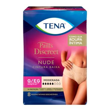 Fralda Tena Pants Discreet Nude Tamanho G/eg 8 Und