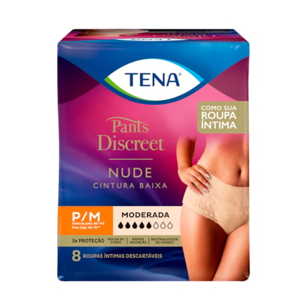 Fralda Tena Pants Discreet Nude Tamanho P/m 8 Und