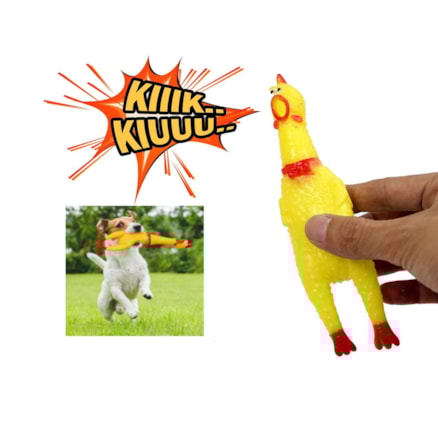 Frango Galinha Galo Brinquedo Pet Cachorro Cães Gatos Borracha Mordedor com Apito Sonoro 16cm P