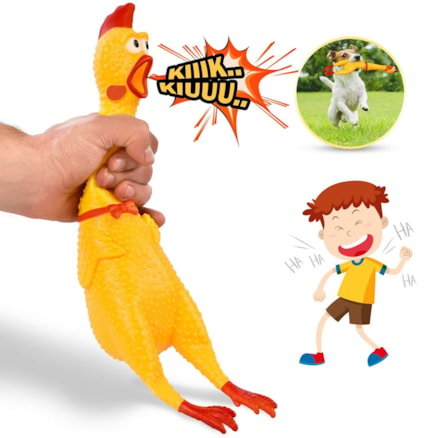 Frango Galinha Galo Brinquedo Pet Cachorro Cães Gatos Borracha Mordedor com Apito Sonoro 37cm G