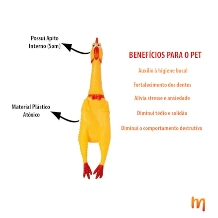 Frango Galinha Galo Brinquedo Pet Cachorro Cães Gatos Borracha Mordedor com Apito Sonoro 37cm G