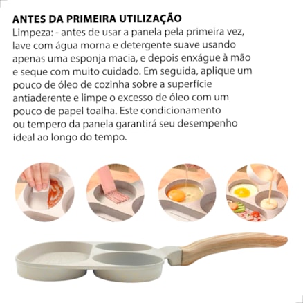 Frigideira Antiaderente 3 Partes Para Ovos Carne Hambúrguer Ceramica Inducao