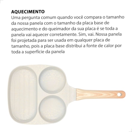 Frigideira Antiaderente 3 Partes Para Ovos Carne Hambúrguer Ceramica Inducao