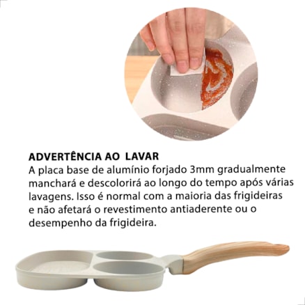 Frigideira Antiaderente 3 Partes Para Ovos Carne Hambúrguer Ceramica Inducao