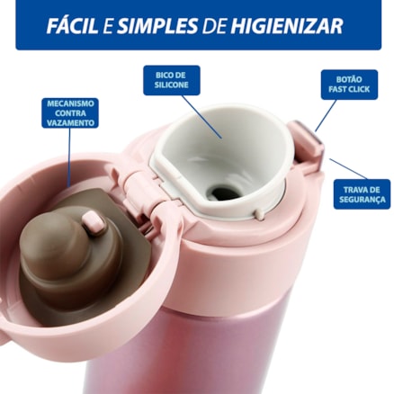 Garrafa com Trava Térmica Aço Inox Portátil Água Bebida Quente e Gelada 500ml