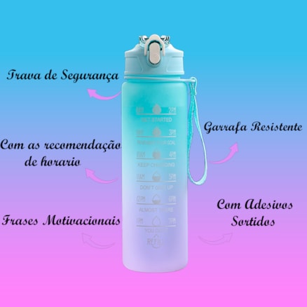 Garrafa Motivacional de Água Galão 1l Squeeze Academia Escola Antivazamento