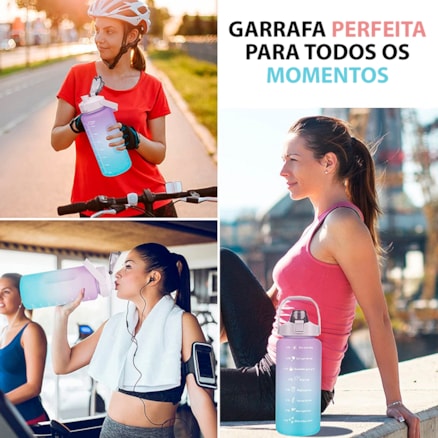 Garrafa Motivacional de Água Galão 2l Squeeze Academia Escola Antivazamento