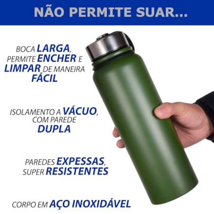 Garrafa Térmica Aço Inox 1L a Vácuo Parede Dupla Conservação Quente e Frio