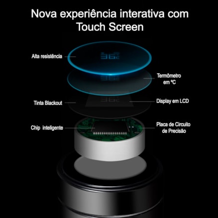 Garrafa Térmica em Aço Inoxidável com Tela LCD de Termômetro Inteligente 500ml