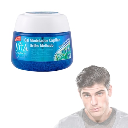 Gel Capilar Vita Capili Clássico Fixação Forte Azul 250g