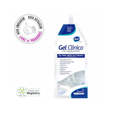 Gel Clínico Contato Condutor Ultrassom Ecógrafo Tens/Fes Laser Incolor Rmc 1 Kg