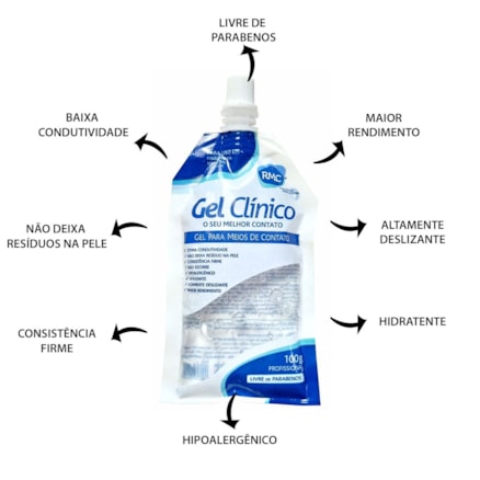 Gel Clínico Contato Condutor Ultrassom Ecógrafo Tens/Fes Laser Incolor Rmc 100g