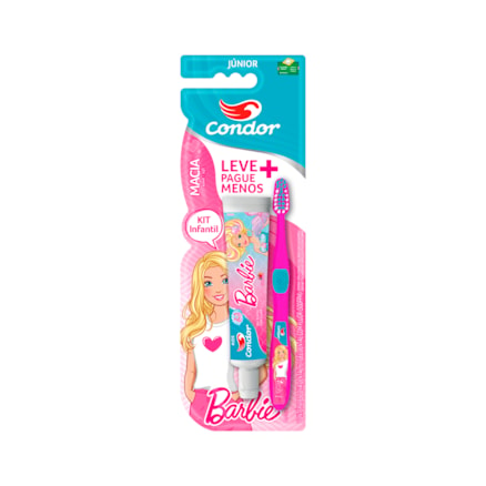 Gel Dental + Escova Dental Condor Barbie Júnior 2 A 5anos