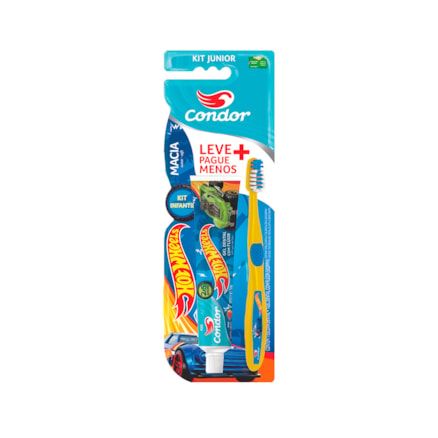 Gel Dental Hot Wheels 4+ Anos 50g + Escova Dental Condor