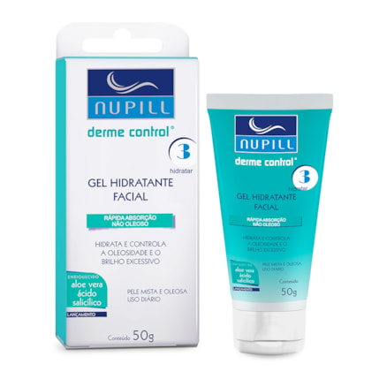 Gel Hidratante Facial Nupill Derme Control Não Oleoso 50g