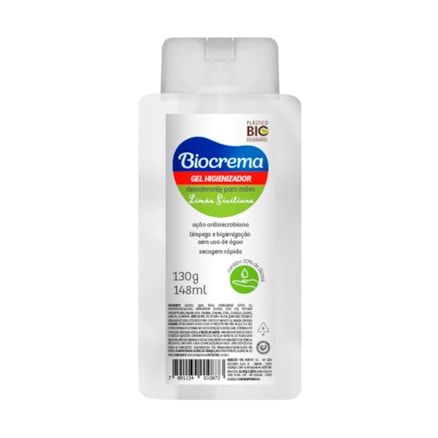 Gel Higienizador Biocrema Limão Siciliano Antimicróbio 148ml