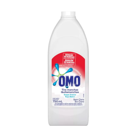 Gel Líquido Omo Tira Manchas Difíceis Roupas Brancas 750ml