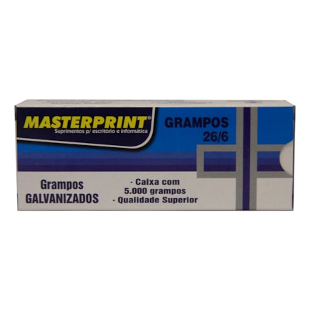 Grampos Galvanizados Masterprint 26/6 Caixa 5 Mil Grampos