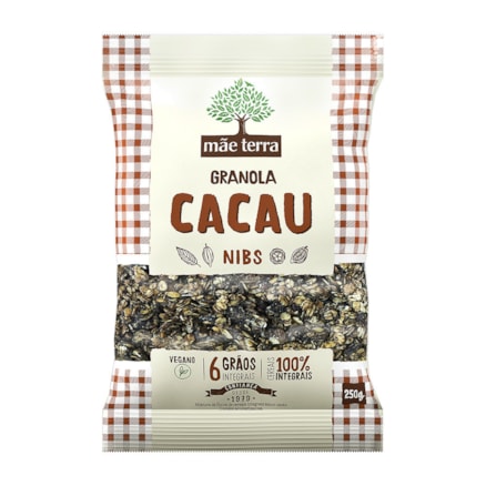 Granola Cacau Nibs Mãe Terra 6 Grãos Integrais Vegano 250g