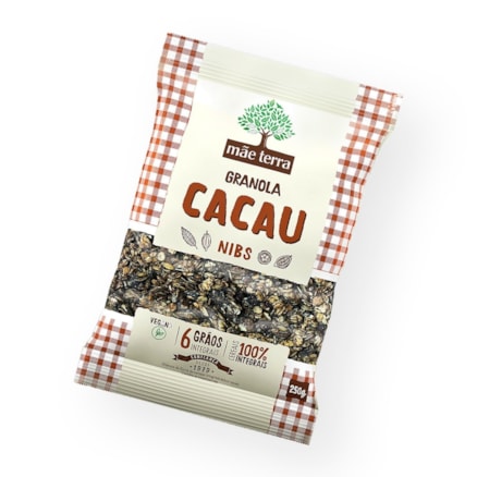 Granola Cacau Nibs Mãe Terra 6 Grãos Integrais Vegano 250g