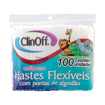 Hastes Flexíveis Clin Off 100% Algodão Refil 100 Und