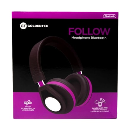 Headphone Bluetooth Gt Follow Goldentec Roxo (Gt5btli)