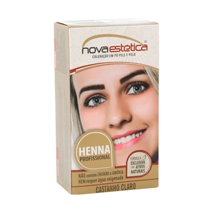 Henna Castanho Claro 2,5g + Fixador Nova Estética 10g