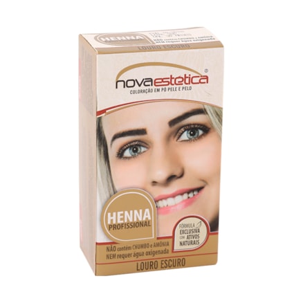 Henna Louro Escuro 2,5g + Fixador Nova Estética 10g