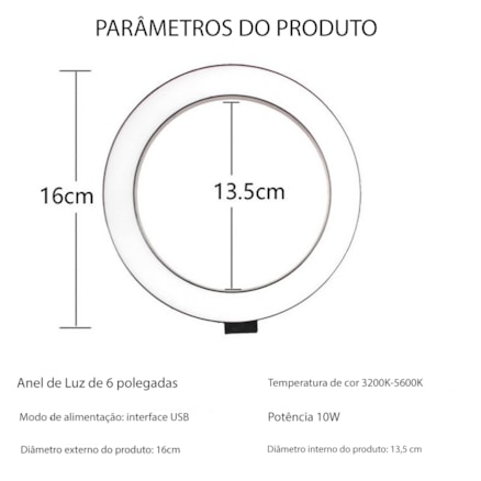 Iluminador Led Suporte Celular Foto Make Ringhlight 16cm