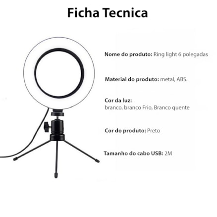 Iluminador Led Suporte Celular Foto Make Ringhlight 16cm