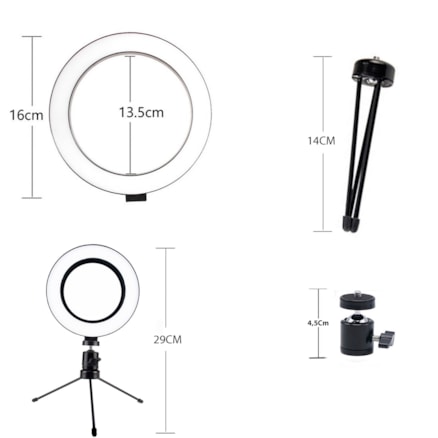 Iluminador Led Suporte Celular Foto Make Ringhlight 16cm