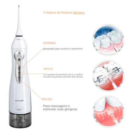 Irrigador Oral Bucal D52 White Flosser Mornwell USB Portátil Recarregável 100V/240V