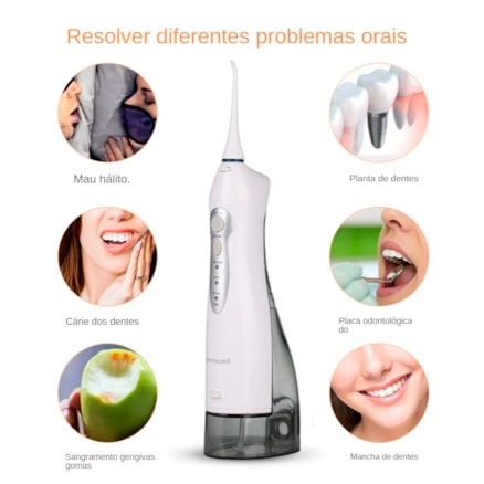 Irrigador Oral Bucal D52 White Flosser Mornwell USB Portátil Recarregável 100V/240V