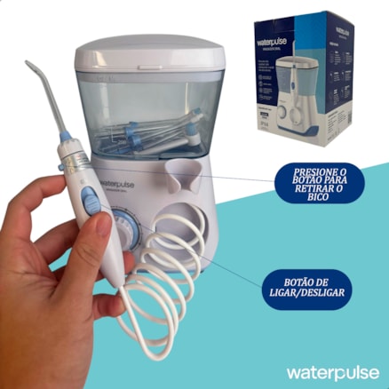 Irrigador Oral Bucal Waterpulse Portátil 10 Níveis 8 Bicos Limpeza Dental 600ml