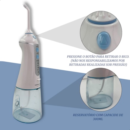 Irrigador Oral Waterpulse Portátil Recarregável Bivolt Dental Profunda Dental