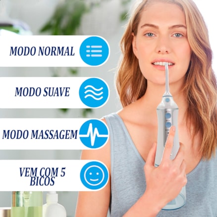 Irrigador Oral Waterpulse Portátil Recarregável Bivolt Dental Profunda Dental