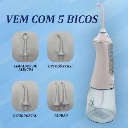 Irrigador Oral Waterpulse Portátil Recarregável Bivolt Dental Profunda Dental