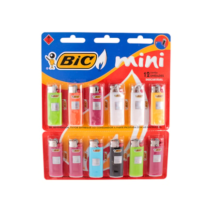 Isqueiro Bic Mini Descartáveis 12 Und