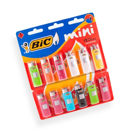 Isqueiro Bic Mini Descartáveis 12 Und