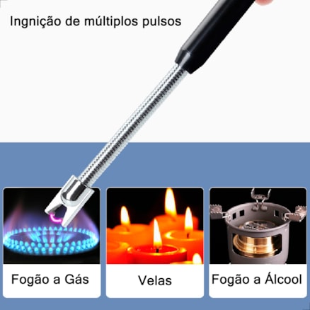 Isqueiro Elétrico Acendedor Recarregável Portátil Cozinha Fogão Gás USB Plasma