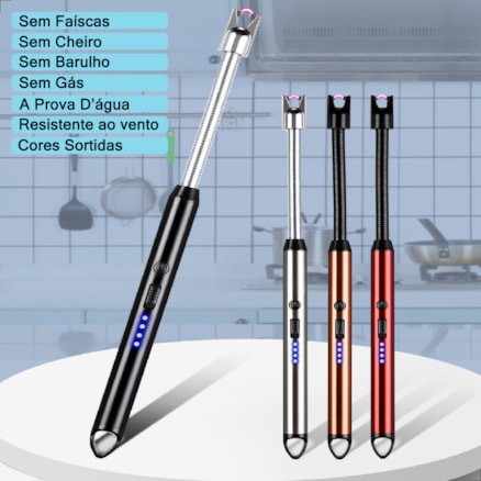 Isqueiro Elétrico Acendedor Recarregável Portátil Cozinha Fogão Gás USB Plasma